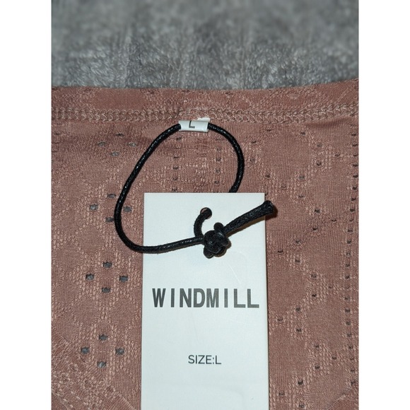 Ruffle Sleeve Top V Neck Mauve Pink Blouse Eyelet‎ Knit Casual Summer Large NWT - Picture 4 of 11